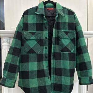 Denimist Quilted Lined Buffalo Plaid Shirt Jacket – Green & Black